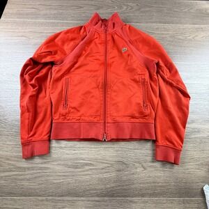 Lacoste Womens Full Zip Track Jacket Red Mock Neck Logo Sporty Size Small